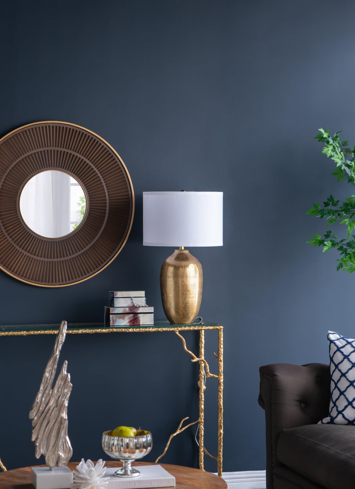 Modern Traditional Fabric Drum Shade Table Lamp