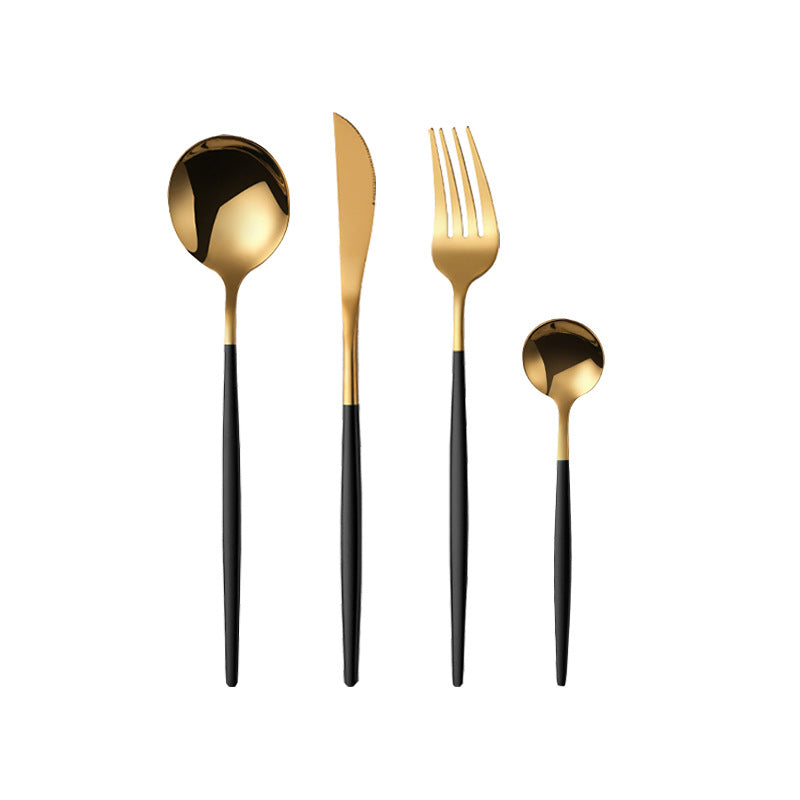 Cutlery Set Stainless Steel Knife Fork Set 24-Piece Tableware Set Golden Steak Knife Fork Spoon 6-Person Set