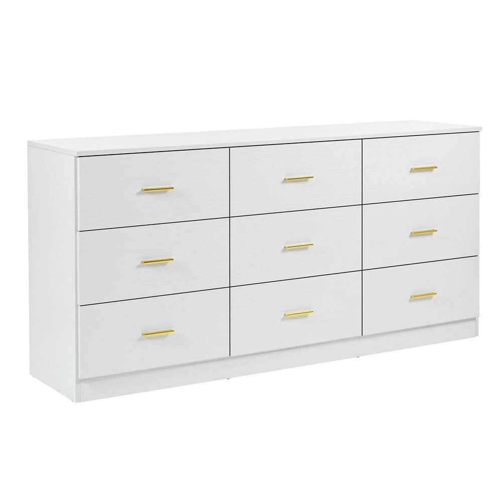 Modern White 9-Drawer Dresser for Bedroom - Ample Storage Wide Chest of Drawers, Sturdy & Safe