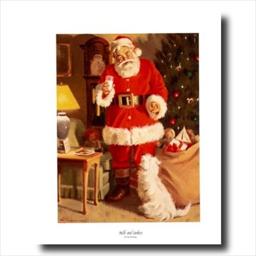 Santa Claus Art Print - Old St Nick Milk & Cookies 16x20 Christmas Wall Decor