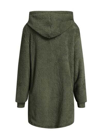 Comfortable Fuzzy Pocketed Zip-Up Long Sleeve Hooded Jacket Cozy & Warm Soft Outerwear For Winter