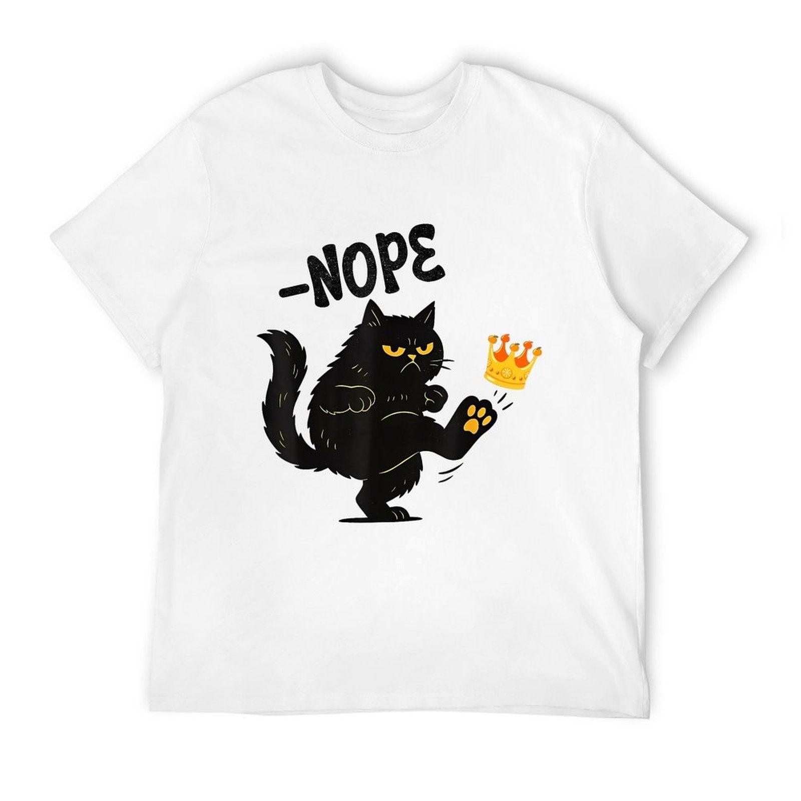 No King Nope King Funny Black Cat Men Women  Polyester Blend T-Shirt