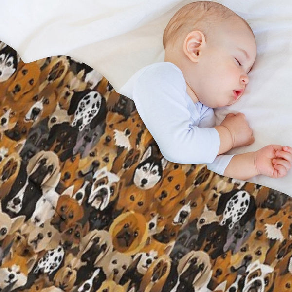 Watercolor Dog Pattern Shrink-resistant Throw Blanket