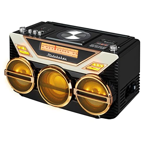 Retro Studebaker BOOMBOX with CD, FM Radio, Bluetooth & 15W Subwoofer for High Power Bass