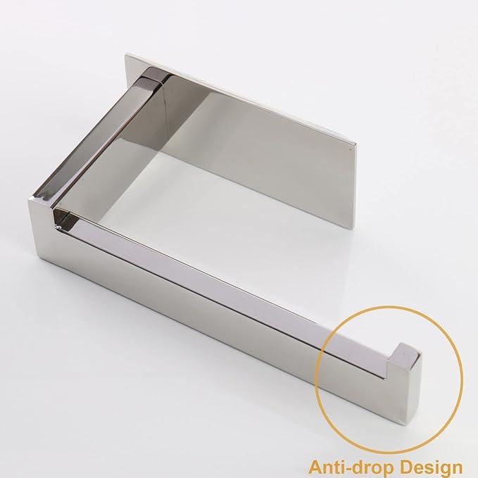 Toilet Paper Holder, Self Adhesive Tissue Holder Stainless Steel Rustproof Paper Roll Holder, No Drilling Easy to Install, Toilet Paper Rack Suitable for Office, Bathroom (Polish Chrome)