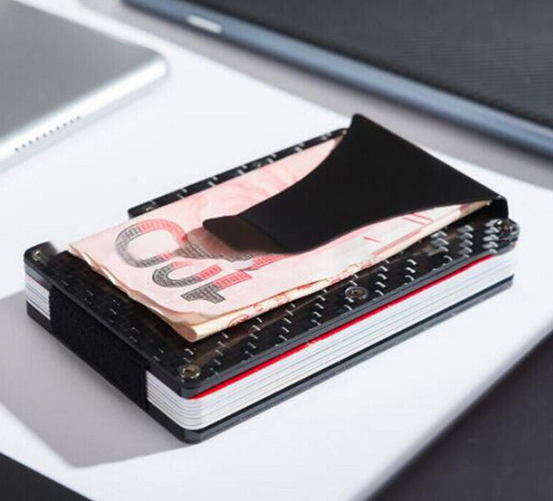 Men Card Holder Slim Carbon Fiber Credit Card Holder Metal Wallet Anti Scan Function Hold Card Coins Cash