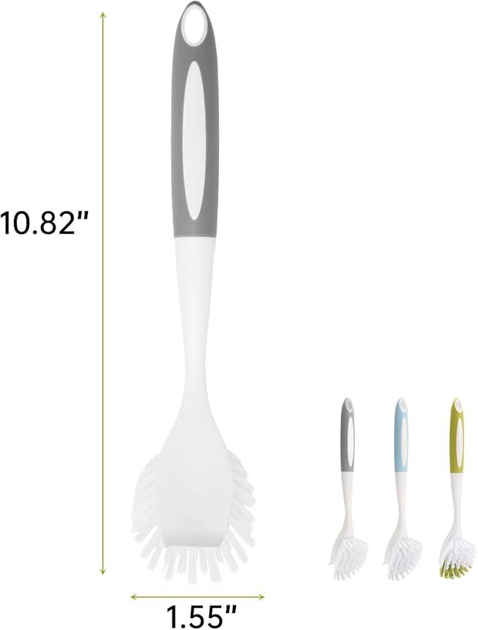 Dish Brush Scrub Brush with Handle - 3 Pack Stiff Bristles Dish Scrubber for Cleaning Pots,Pans,Dishes & Kitchen Sink - Hard Bristles,No Residue