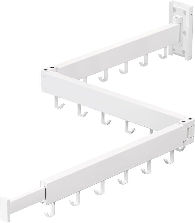 Clothes Drying Rack,Laundry Space Saver Wall Mounted,Retractable,Collapsible(Tri-Fold), White Color Rack Clothing