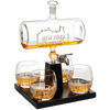 Wine & Whiskey Decanter Set 1100ml by The Wine Savant with 4 Whiskey Glasses, Drink Dispenser Scotch, Bourbon, Brandy Home Office Apartment Decor, Gifts - Dallas, Memphis, New York & Los Angeles Gifts