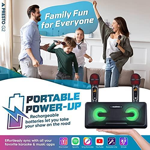 Portable Karaoke Machine for Kids with Bluetooth Speakers, 2 Wireless Microphones & PA System - Gifts for You 'n Me