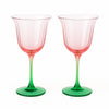 Khen Blossom Pink Tulip Wine Glasses Set of 2, Hand Blown Colored Crystal