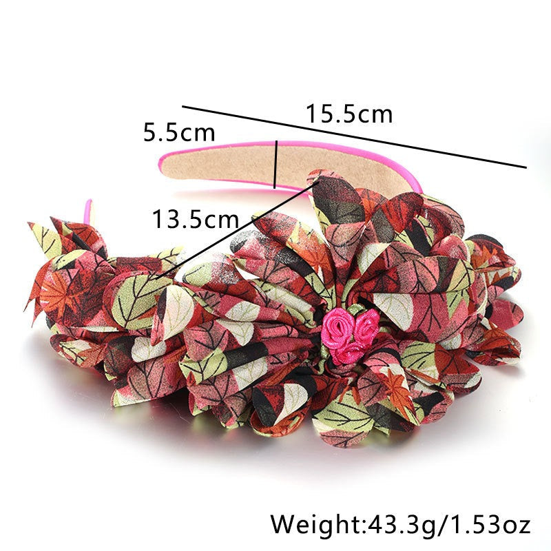 Exaggerated fabric oversized flower and leaf pattern headband
