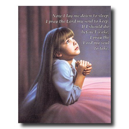 Bedtime Prayer Poster - Girl's Now I Lay Me Down 16x20 Religious Wall Art Print