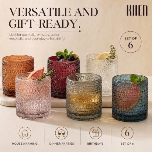 Beaded Hobnail Tumbler Drinking Glasses Set | Set of 6