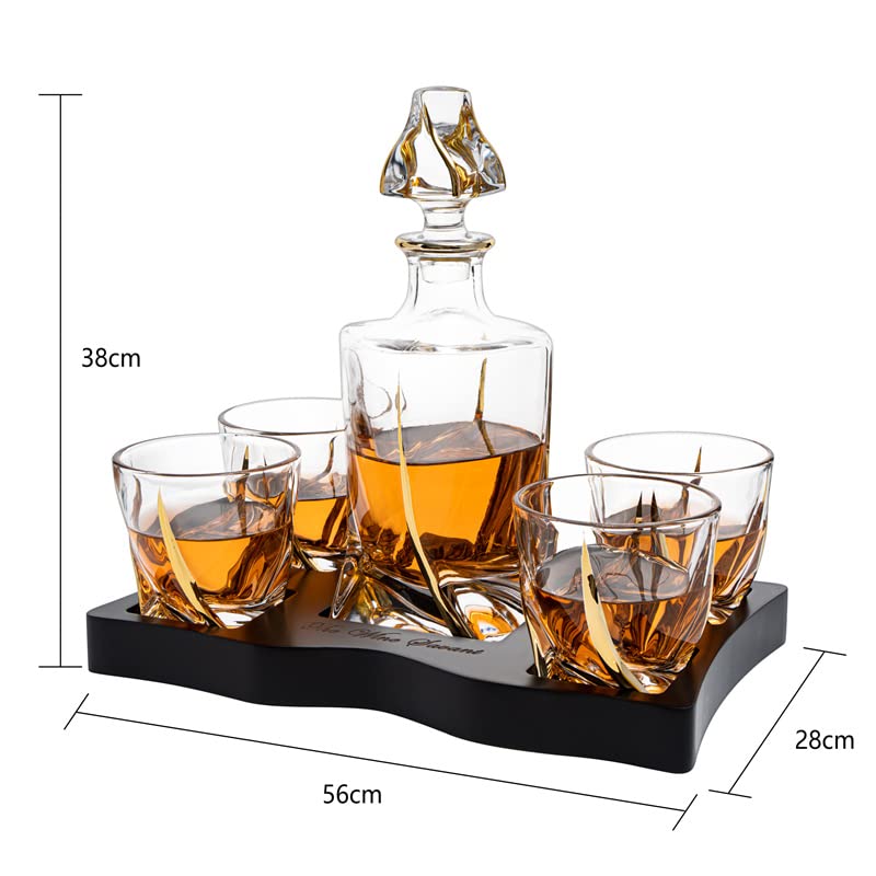 European Style Gold Wine & Whiskey Gold Twist Spiral Decanter 855ml
