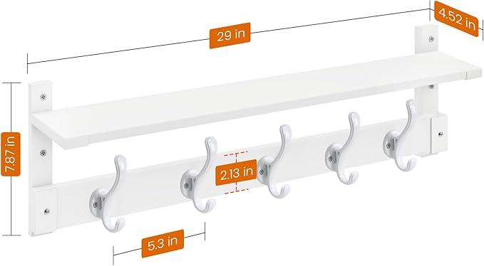Homode Coat Rack With Wall Shelf, 29