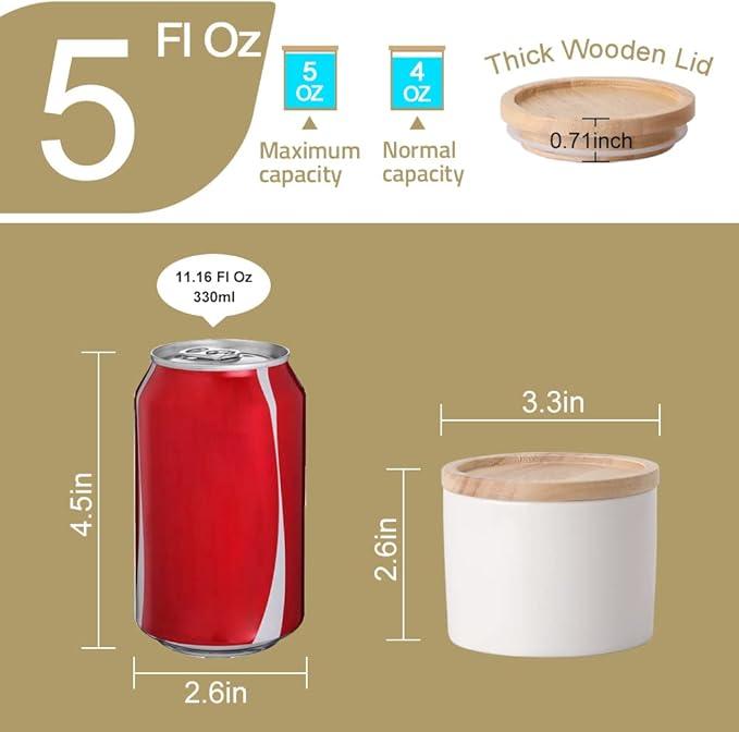 Sweejar Kitchen Canisters Ceramic Food Storage Jar, Stackable Containers with Airtight Seal Wooden Lid for Serving Ground Coffee, Tea, Sugar, Spice and More - 5 Fl Oz(Navy)