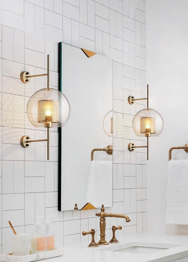 Retro Industrial Luxuries Glass Ball Wall Lamp Sconce with Bronze