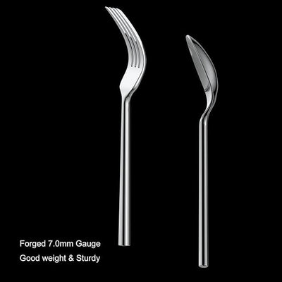 Alata Potter 65-Piece Forged Silverware Set, Service for 12 – Premium Stainless Steel Flatware Set, Modern Design with Satin Finish, Ideal for Home, Kitchen, Party, Camping