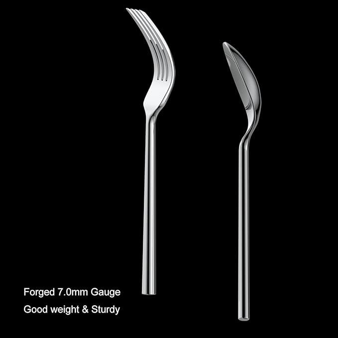 Alata Potter 40-Piece Forged Silverware Set Stainless Steel Flatware Set Cutlery Set, Service for 8, Mirror Finish, Dishwasher Safe