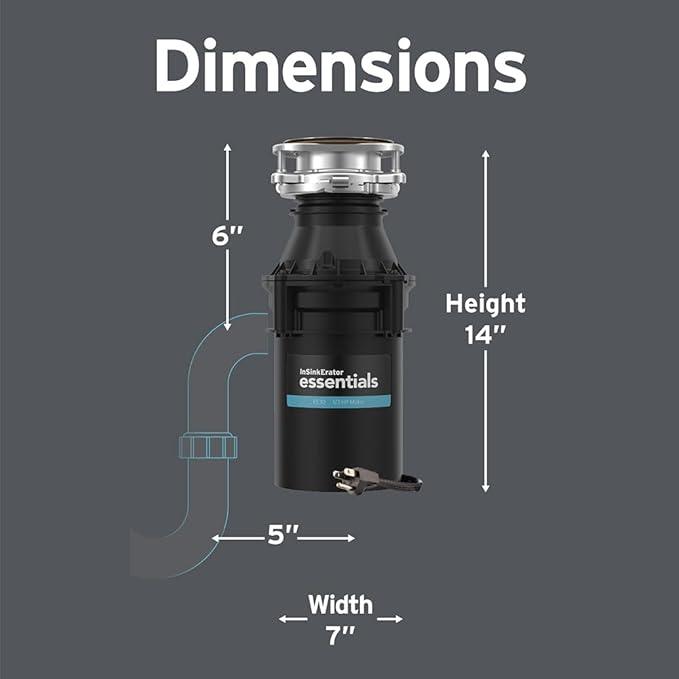 InSinkErator ES30 W/C 1/3 HP Motor Continuous Feed Kitchen Garbage Disposal with Power Cord
