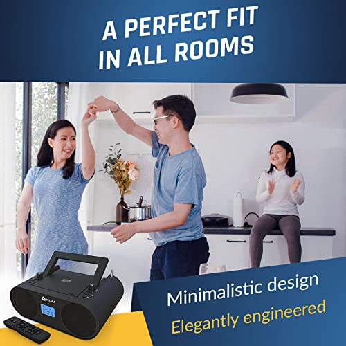 KLIM Boombox CD Player Audio System AM/FM Radio with CD Player MP3 Bluetooth AUX USB