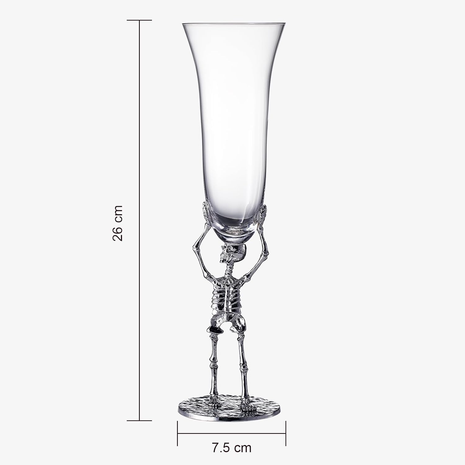 Stemmed Skeleton Champagne Flute Glass | Set of 2 | 7.5oz Halloween Skeleton Glasses 10