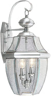 Livex Lighting 2251-91 Monterey 2 Light Outdoor Brushed Nickel Finish Solid Brass Wall Lantern with Clear Beveled Glass