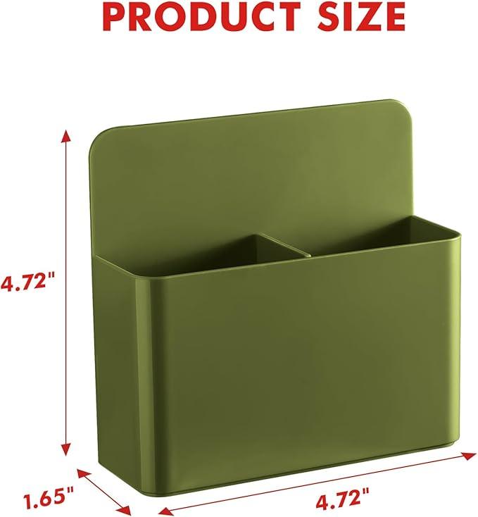 BEYGORM 2 Pack Plastics Magnetic Pen Holder for Refrigerator, Dry Erase Marker Holder for Whiteboard，Magnet School Locker Organizer Accessories, Pencil Cup, Pen Caddy (Army Green)