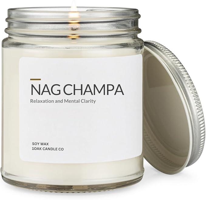 1OAK Soy Wax Scented Candles (Nag Champa) - Soy Candles for Home Scented - Long Burning Premium - Hand-Poured (7oz.)
