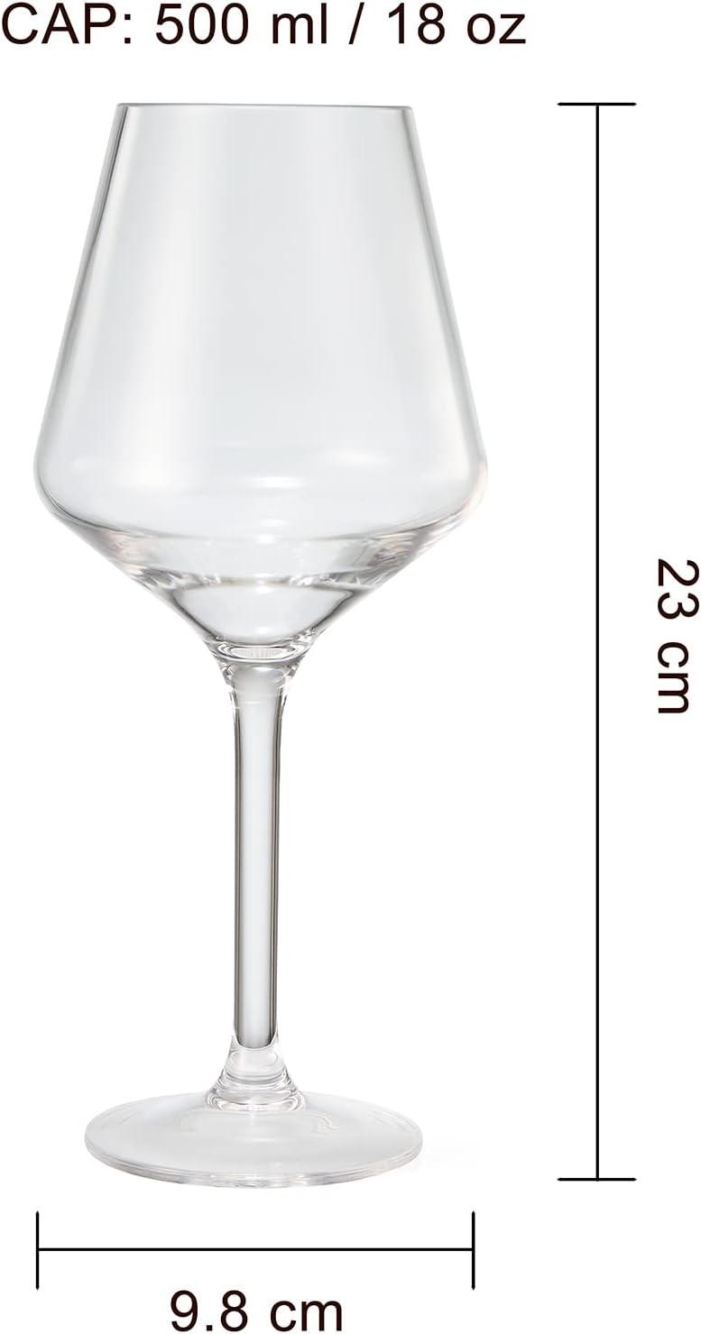 European Style Unbreakable Stemmed Crystal Wine Glasses, | Set of 4 | 100% US Tritan Drinkware, 18 oz Acrylic Dishwasher Safe Clear Color Shatterproof BPA-free plastic, Reusable, All Purpose Glassware