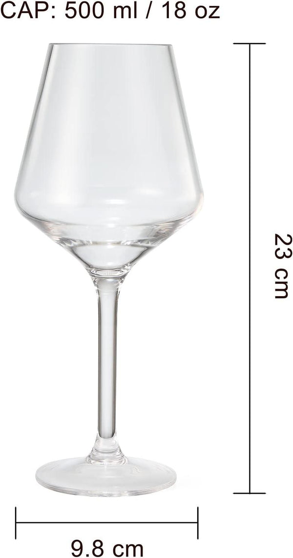 European Style Unbreakable Stemmed Crystal Wine Glasses, | Set of 4 | 100% US Tritan Drinkware, 18 oz Acrylic Dishwasher Safe Clear Color Shatterproof BPA-free plastic, Reusable, All Purpose Glassware