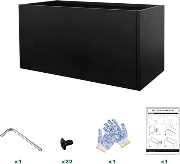 Galvanized Steel Metal Planter Rectangular Indoor Black Planter Box Large Outdoor Planters Steel 31.5