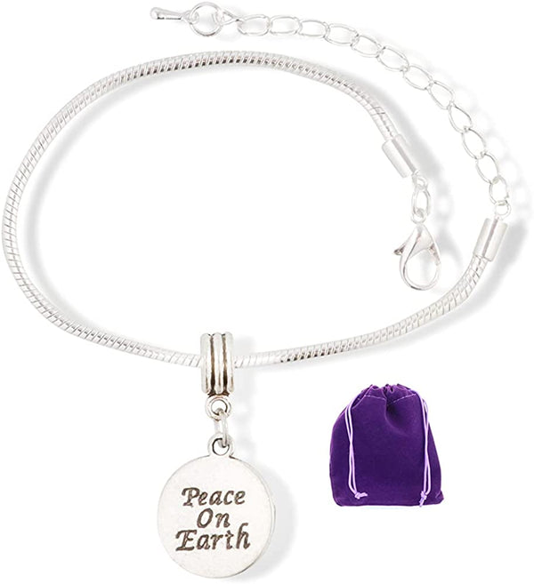 Peace on Earth on Round Charm Bracelet