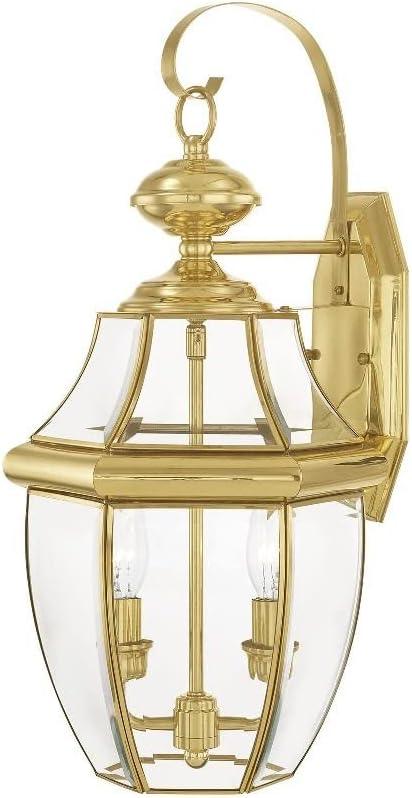 Livex Lighting 2251-07 Monterey 2 Light Outdoor Bronze Finish Solid Brass Wall Lantern with Clear Beveled Glass, 20.25