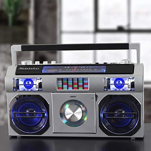 Studebaker 80's Retro Street Bluetooth Boombox with Radio, CD Player - Gifts for You 'n Me