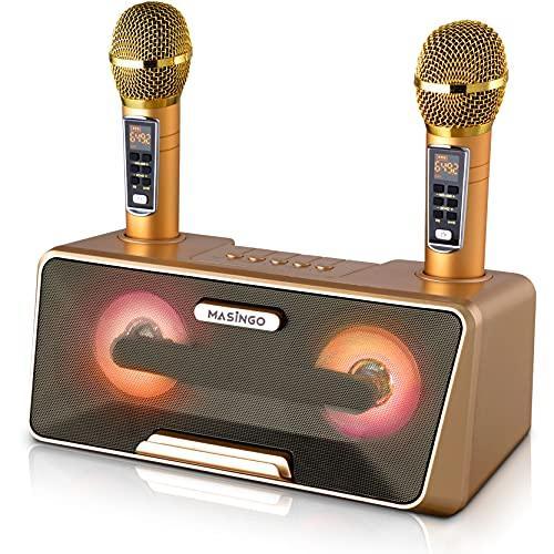 Portable Karaoke Machine for Kids with Bluetooth Speakers, 2 Wireless Microphones & PA System - Gifts for You 'n Me