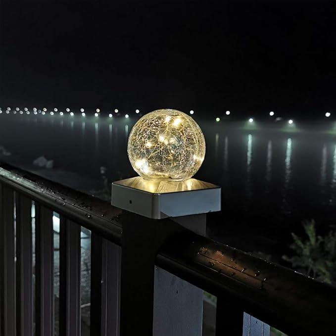 2PK Solar Post Cap Lights - Waterproof Outdoor Caps for Deck, Fence, Patio, LED Garden Decorative Lighting for Wooden or Vinyl Posts - Warm White