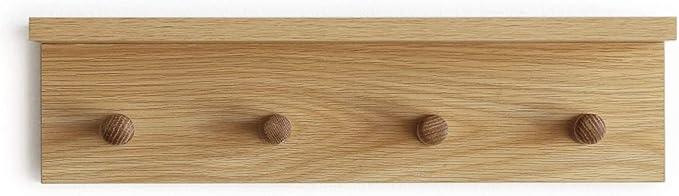 Entrance Coat Rack ，Coat Hooks, Wall-Mounted Wooden Hook Rack, Wall-Mounted Shelves are Very Suitable (Oak Colored Finish-1)