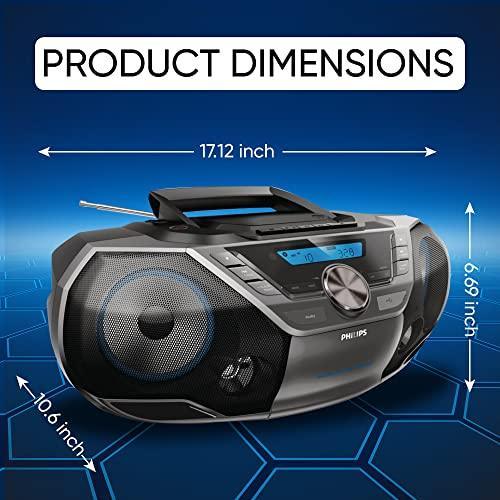 Philips Powerful Boombox with CD, Bluetooth, Cassette, Radio & USB / MP3/ AUX Input - Gifts for You 'n Me