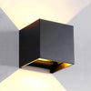 LANFU LED Aluminum Waterproof Outdoor Wall Sconce, 100-277V 3000K Outdoor Cube Square Wall Light Warm Light 2 LEDs Black 6W Outside Wall Lights for House Patio