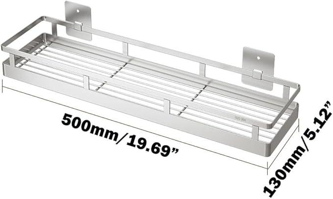 19.69Inch Spice Rack Organizer, SUS304 Stainless Steel Wall Mount Spice Rack Storage Basket, Kitchen Racks, Nail-Free Installation