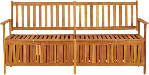vidaXL Stable Solid Acacia Wood Storage Bench - Weather-Resistant Wooden Patio Furniture with Ample Storage Space & Comfortable Seating