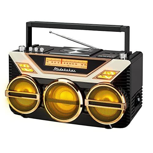 Retro Studebaker BOOMBOX with CD, FM Radio, Bluetooth & 15W Subwoofer for High Power Bass - Gifts for You 'n Me