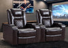 CANMOV Electric Power Recliner Chair Set of 2, Breathable Leather Home Theater Seating with Hidden Arm Storage, Power Recliner Chair for Living Room with USB Ports and Cup Holders,Brown