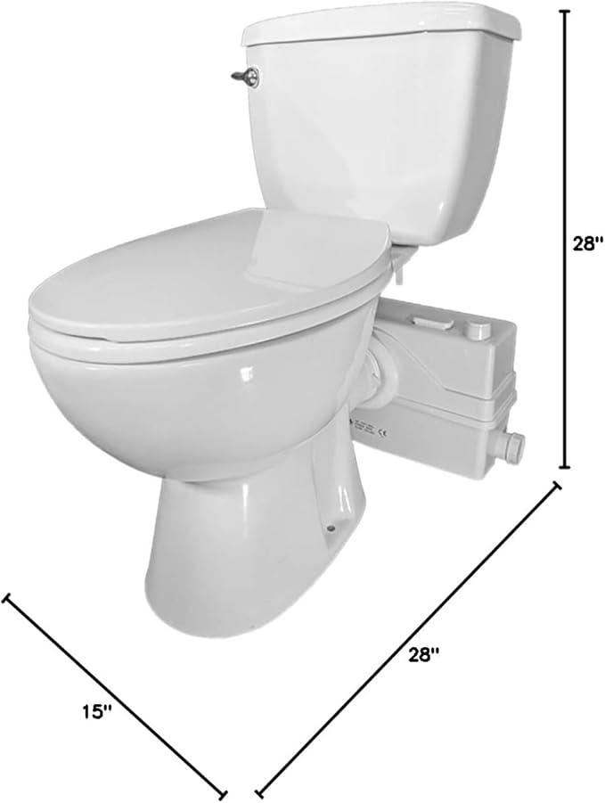 800W/1+HP American Elongated Macerating Toilet Kit with Macerator Pump for Basement Toilet System, 3 - Piece Kit by Lift Assure