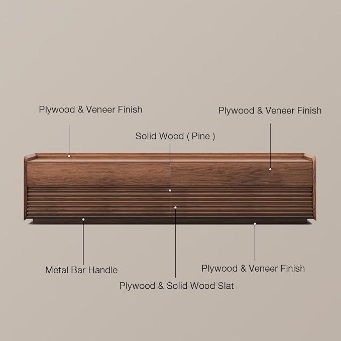 POVISON Fully-Assembled Mid Century Modern TV Stand, 94.49