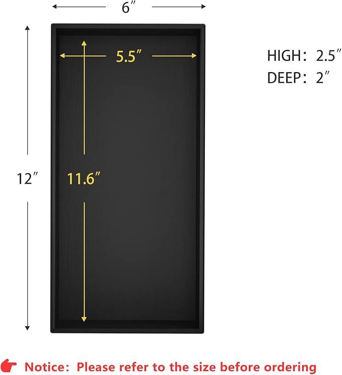 Black Bamboo Drawer Organizer - Silverware&Utensil Holder Organizer for Kitchen Drawers, Multi-Use Drawer Dividers Boxes for Bathroom Counter，Cabinet, Garage, Office Desk, Makeup, Jewelry (12*6*2.5)
