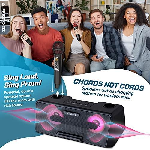 Portable Karaoke Machine for Kids with Bluetooth Speakers, 2 Wireless Microphones & PA System - Gifts for You 'n Me