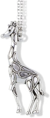 Giraffe Large with Body Spots Three Legs on Silver Chain Necklace